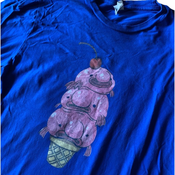 Port & Company Blob Fish Blowfish Ice Cream Cone Royal Blue Long Sleeve Shirt - Picture 2 of 5